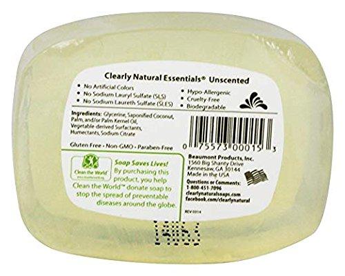 Clearly Natural Glycerin Bar Soap, Unscented, 4oz Bar, Pack of 6 Natural Soap Clearly Natural 
