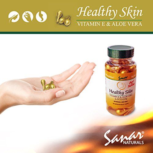 Healthy Skin Vitamin E & Aloe Vera Lotion, 60 Breakable Capsules - Locion Para el Cuidado de la Piel, Softer and Smoother Skin for Scars, Sunburns, Wrinkles. Great for Travel Supplement Sanar Naturals 