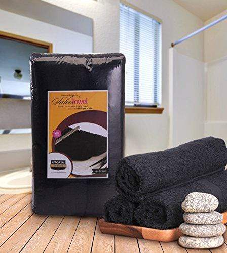 Utopia Towels Cotton Bleach Proof Salon Towels (24-Pack, Black,16 x 27 inches) - Bleach Safe Gym Hand Towel Towel Utopia Towels 