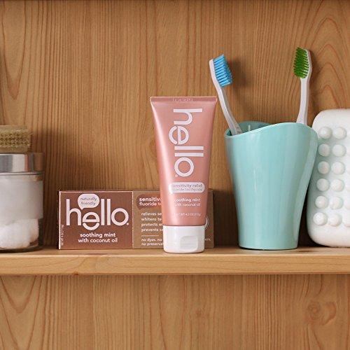 Hello Oral Care Sensitivity Relief Toothpaste, Soothing Mint with Coconut Oil, 4 Ounce Toothpaste Hello Oral Care 