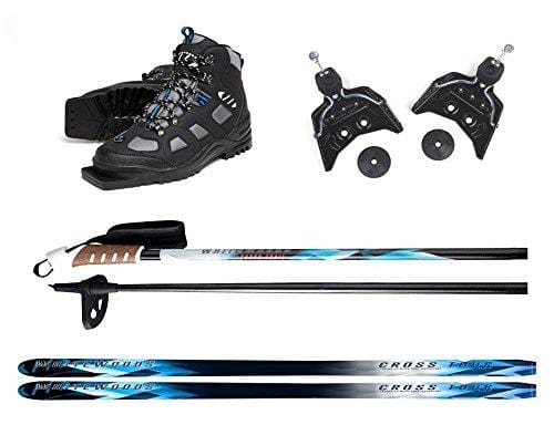 Whitewoods 75mm 3Pin Cross Country Ski Package; Boots, Bindings, Poles, 157cm Skis (Skiers 90-120 lbs.) (37) Ski Whitewoods 