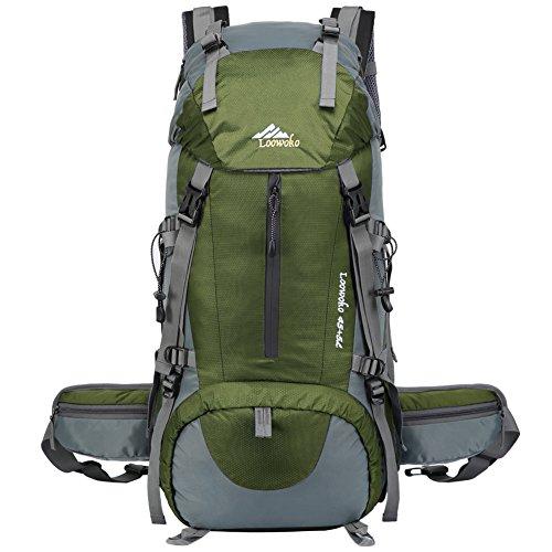 Loowoko Hiking Backpack 50L Travel Camping Backpack with Rain Cover for Outdoor (Green) Loowoko 