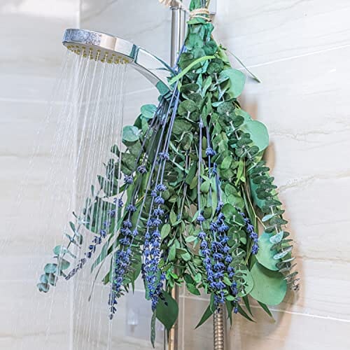 Fresh Mix Eucalyptus & Lavender Bouquet for Shower | 17'' Natural Real Eucalyptus Leaves Shower Decor Home Decor Aromatic Lavender Shower Plant, Fragrance Home PAMDECOR 