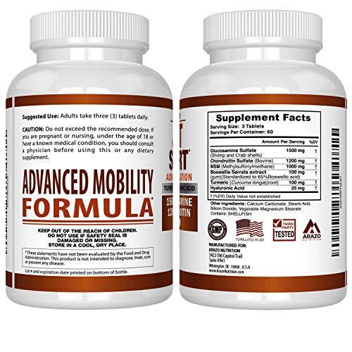 Glucosamine Chondroitin Turmeric MSM Boswellia - Joint Support Supplement for Relief 180 Tablets - Arazo Nutrition Supplement Arazo Nutrition 