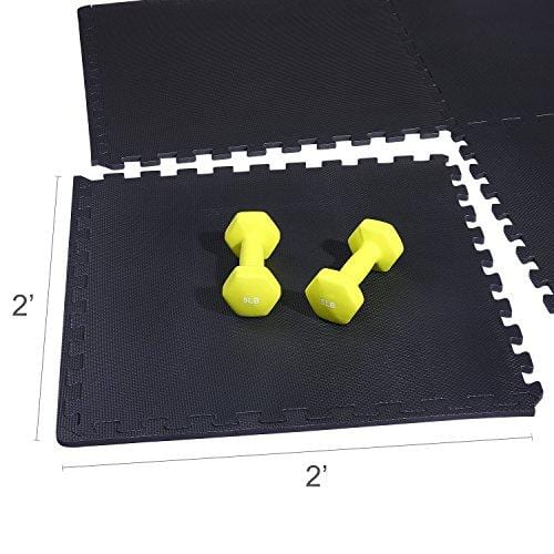 BalanceFrom Puzzle Exercise Mat with EVA Foam Interlocking Tiles, Black Sports BalanceFrom 