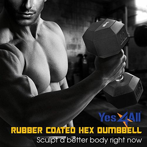 Single Rubber Coated Hex Dumbbell with Chrome Handle (Black, 5 lbs) Sport & Recreation Yes4All 