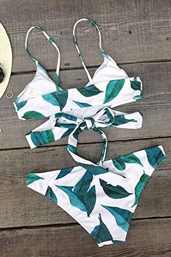 CUPSHE Women's Fresh Leaves Printing Cross Padding Bikini Set (S) Women's Swimwear CUPSHE 