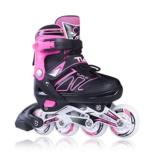 Adjustable Inline Skates for Girls and Boys with Light up Wheels Beginner Skates Safe and Durable Inline Roller Skates for Kids and Adults, Men and Women Pink Size 4 Outdoors Zuwaos 