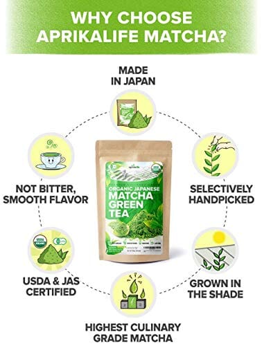 AprikaLife Japanese Matcha + Matcha Whisk Bundle - Organic Matcha Green Tea Powder 100g/3.5oz and Handmade Chasen (100 prongs) Grocery aprikalife 