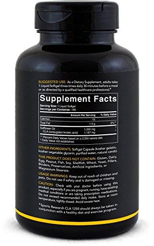 Max Potency CLA 1250 (180 Softgels) with 95% active Conjugated Linoleic Acid ~ Natural Weight Management Supplement for Men and Women Supplement Sports Research 