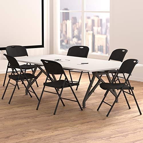 AmazonBasics Folding Plastic Chair, 350-Pound Capacity, Black, 6-Pack Furniture AmazonBasics 