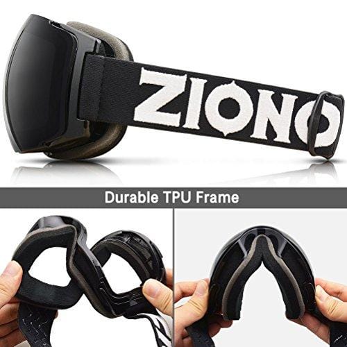Zionor X4 Ski Snowboard Snow Goggles Magnet Dual Layers Lens Spherical Design Anti-Fog UV Protection Anti-Slip Strap for Men Women Ski Zionor 