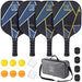 YC DGYCASI Graphite Pickleball Paddles Set of 4, 2023 USAPA Approved, Carbon Fiber Surface (CHS), Polypropylene Lightweight Honeycomb Core, 3 Indoor 3 Outdoor Pickleball, 4 Replacement Soft Grip + Bag Sports YC DGYCASI 