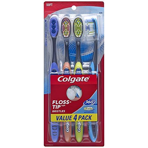 Colgate 360 Total Advanced Floss-Tip Slim Toothbrush, Soft (4 Pack) Toothbrush Colgate 