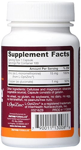 Jarrow Formulas Zinc Balance 15 mg, Supports Immune and Antioxidant Protection, 100 Caps Supplement Jarrow 
