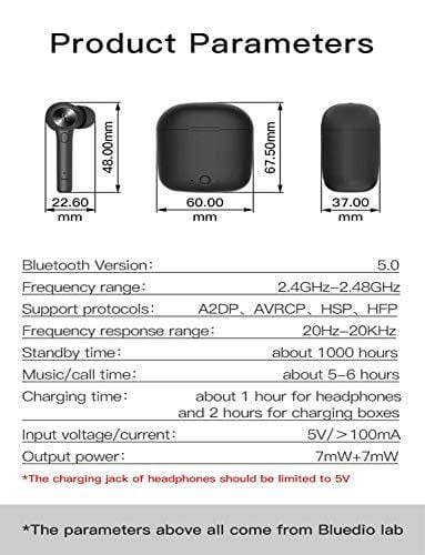 Bluetooth 5.0 Wireless Earbuds, Bluedio Hi(Hurricane) TWS Wireless Earbud Headphones in-Ear Earphones with Charging Case, Mini Car Headset Built-in Mic for Cell Phone/Running/Android, 5Hrs Playtime Electronics Bluedio 