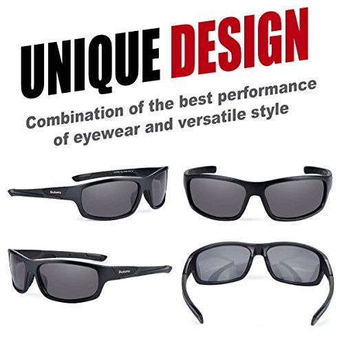 Duduma Polarized Sports Sunglasses for Men Women Baseball Running Cycling Fishing Driving Golf Softball Hiking Sunglasses Unbreakable Frame Du645(Black matte frame with black lens) Sunglasses Duduma 
