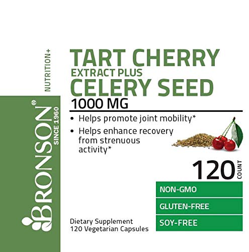 Bronson Tart Cherry Extract + Celery Seed 1000mg, 120 Vegetarian Capsules Supplement Bronson 