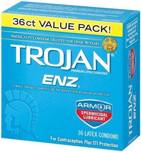Trojan Enz Condom Enz Spermicidal, 36 Count Condom Trojan 