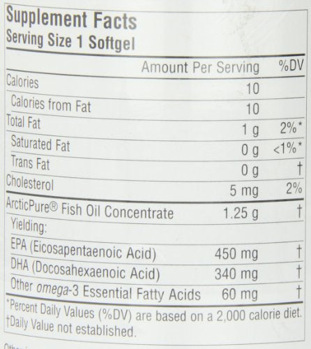 Source Naturals ArcticPure Omega-3 Fish Oil Ultra Potency 850mg Enteric Coated EPA/DHA for a Healthy Heart, Joints and Immune System - Molecularly Distilled for Pharmaceutical Quality - 120 Softgels Supplement Source Naturals 