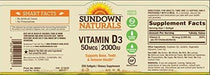 Sundown Naturals Vitamin D3 2000 IU, 350 Softgels Supplement Sundown Naturals 