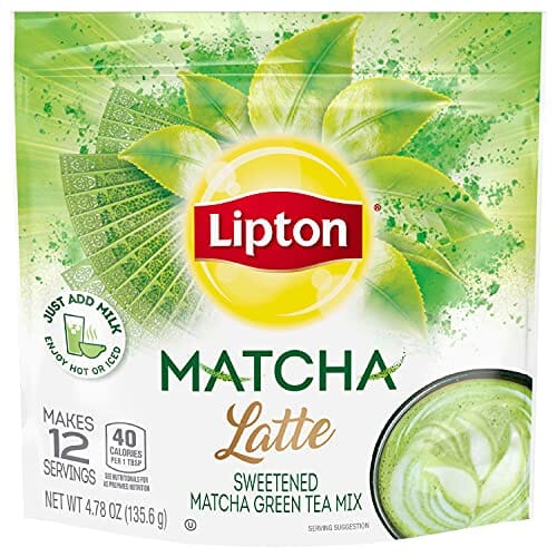Lipton Japanese Matcha Latte Powder Mix Matcha Powder Sweetened Tea Add Dairy NonDairy Milk of Choice Cafe Style Hot or Iced Frappe Smoothie No Artificial Colors Flavor or Sweetener 4.78 oz 12 Ct Grocery Lipton 