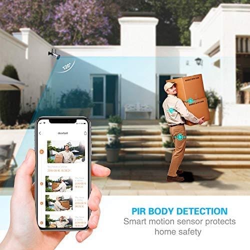 Wireless Outdoor WiFi Security Camera, Rechargeable Battery-Powered Home Security Camera, 1080P Night Vision/Waterproof, PIR Motion Detection, 2-Way Audio, Compatible with Cloud Storage/SD Slot Camera ZUMIMALL 