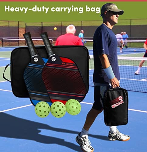 JP WinLook Premium Pickleball Paddles Set - Pickleball Set with Graphite Rackets for Women & Men and Pickleball Balls for Indoor or Outdoor Play. Pickleball Set - Racquets, Pickleballs & Carry Bag Sports JP WinLook 