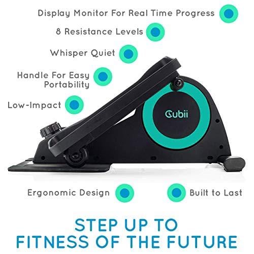 Cubii Jr: Desk Elliptical with Built in Display Monitor, Easy Assembly, Quiet & Compact, Adjustable Resistance (Turquoise) Sports Cubii 