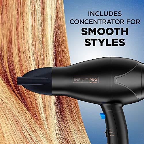 INFINITIPRO BY CONAIR Mini Pro Plus Hair Dryer/Styler with AC Motor, Black Hair Dryer Conair 