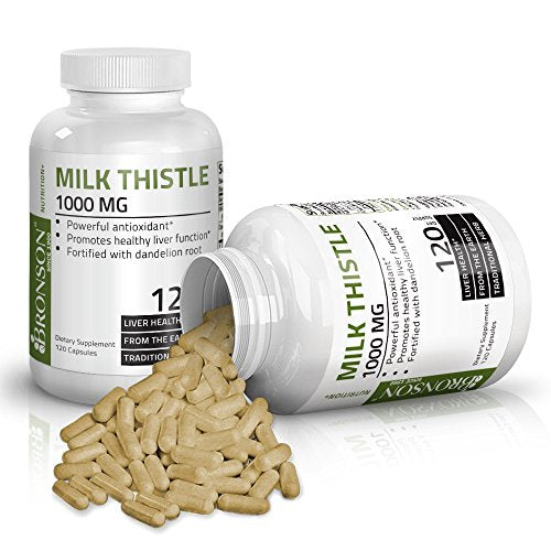 Bronson Milk Thistle 1000mg, 120 Capsules Supplement Bronson 