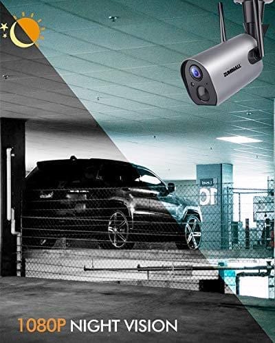 Wireless Outdoor WiFi Security Camera, Rechargeable Battery-Powered Home Security Camera, 1080P Night Vision/Waterproof, PIR Motion Detection, 2-Way Audio, Compatible with Cloud Storage/SD Slot Camera ZUMIMALL 