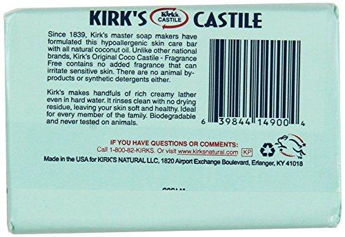 Kirks Soap Castile FragFree Orig 4 Oz (3 Pack) Natural Soap Kirk's 