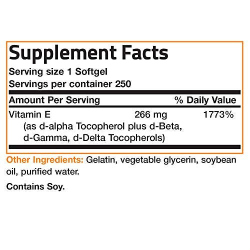 Bronson Natural Vitamin E Complex 400 I.U. (D-alpha Tocopherol), 250 Softgels Supplement Bronson 
