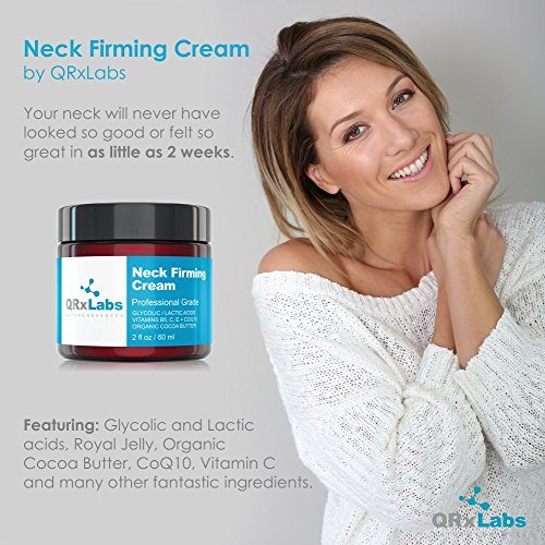 Neck Firming Cream – Tightening & Lifting Moisturizer for Loose, Wrinkled or Sagging Skin on Neck, Decollete & Chest – Best to Prevent Turkey/Crepe Neck – 2 fl oz Skin Care QRxLabs 