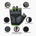 HuwaiH Cycling Gloves Men's/Women's Mountain Bike Gloves Half Finger Biking Gloves Anti Slip Shock Absorbing Gel Pad Breathable Cycle Gloves (Black Green, Small) Outdoors HuwaiH 
