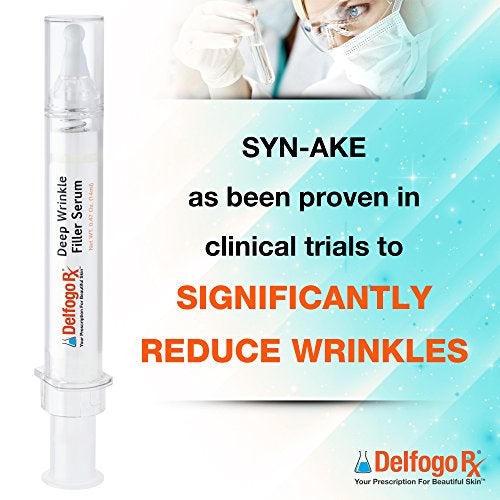 Deep Wrinkle Filler Serum Syringe | Delfogo Rx (Medical Grade) Collagen Derma Filler Treatment | Argireline - Leuphasyl - Syn-Ake Peptides Skin Care SkinPro 