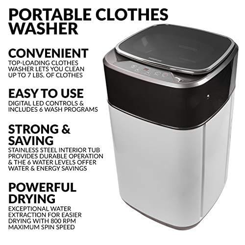 Farberware Professional FCW10BSCWHA 1.0 Cu. Ft. Portable Clothes Washer with 7-lb Load Capacity, Silver & Chrome Kitchen Farberware 