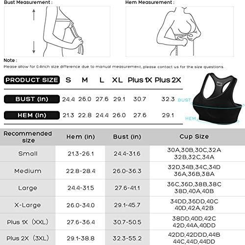 FITTIN Racerback Sports Bras - Pack of 3 - Padded Seamless High Impact Support For Yoga Gym Workout Fitness, Grey/Black/Aqua, XXL Apparel FITTIN 