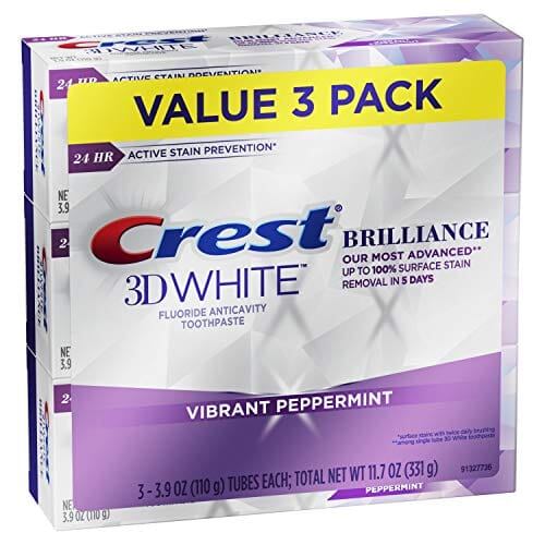 Crest 3D White Brilliance Toothpaste, Vibrant Peppermint, 3.9 Oz (Pack of 3) Beauty Crest 