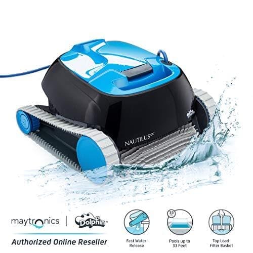Dolphin Nautilus CC Automatic Robotic Pool Cleaner - Ideal for Above and In-Ground Swimming Pools up to 33 Feet - with Large Capacity Top Load Filter Basket Lawn & Patio DOLPHIN 