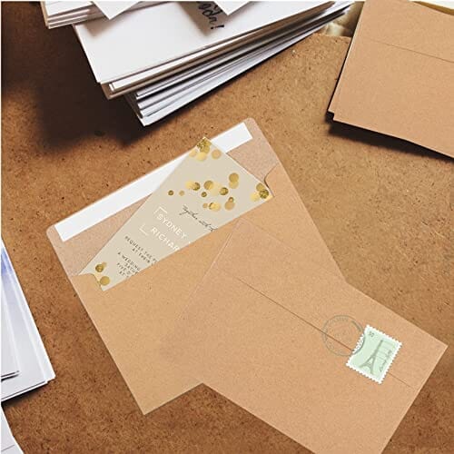 65 Packs A4 Invitation Envelopes, Brown Kraft Envelopes, 4x6 Photo Envelopes for Invitations, Envelopes Self Seal for Weddings, Baby Shower, Photos, Postcards, Greeting Cards, Mailing Office Product Joyberg 