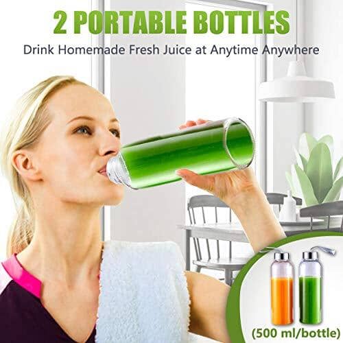Juicer Machines, AMZCHEF Slow Masticating Juicer Extractor, Cold Press Juicer with Two Speed Modes, 2 Travel bottles(500ML), LED display, Easy to Clean Brush & Quiet Motor for Vegetables&Fruits,Gray Kitchen AMZCHEF 