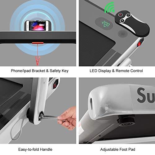 GYMAX 2 in 1 Folding Treadmill, 2.25HP Under Desk Electric Pad Treadmill, Portable Walking Jogging Running Machine, Motorized Flat Treadmill with Audio Bluetooth Speakers, Remote Controller (Slivery) Sports GYMAX 