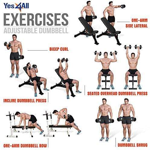 Yes4All Adjustable Dumbbells 40, 50, 52.5, 60 to 105 lbs (200 lbs) - ²ZZCEZ Sport & Recreation Yes4All 