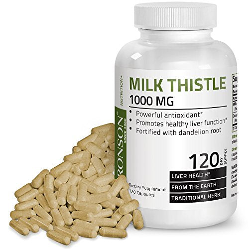 Bronson Milk Thistle 1000mg, 120 Capsules Supplement Bronson 