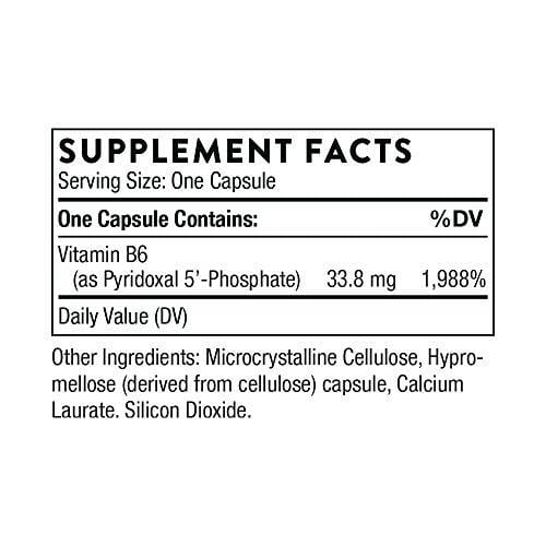 Thorne Research - Pyridoxal 5'-Phosphate - Bioactive Vitamin B6 (Pyridoxine) Supplement for Energy Production and Neurotransmitter Synthesis - 180 Capsules Supplement Thorne Research 