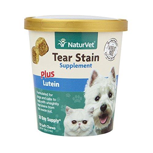 NaturVet Tear Stain Remover for Dogs and Cats with Lutein, Eye Stain Supplement, Keep Fur Clean with Our Tasty Tear Stain Supplement Soft Chew From Animal Wellness NaturVet 