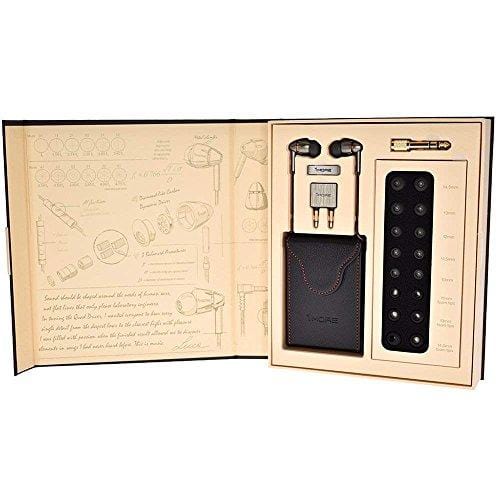 1MORE Quad Driver in-Ear Earphones Hi-Res High Fidelity Headphones Warm Bass, Spacious Reproduction, High Resolution, Mic in-Line Remote Smartphones/PC/Tablet - Silver/Gray Electronics 1MORE 