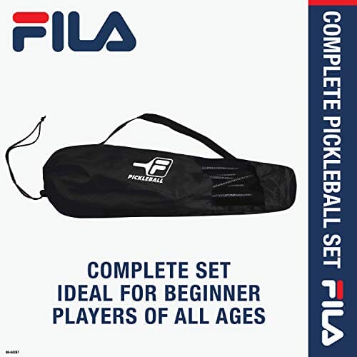 FILA Accessories Pickleball Net Set - Includes Pickleball Paddles Set of 4 with Regulation Size 4 Outdoor Balls & 10ft All Weather Mesh Net for Indoor or Outdoor Use - Lightweight, Quick & Easy Setup Sports FILA Accessories 